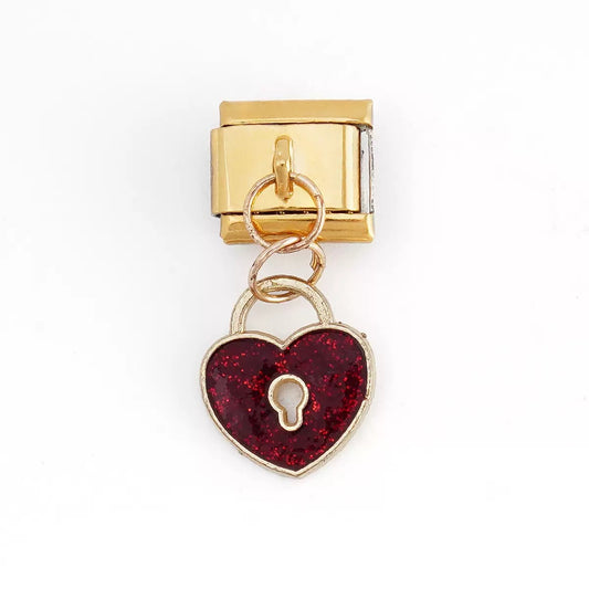 Dangling Heart Lock Gold